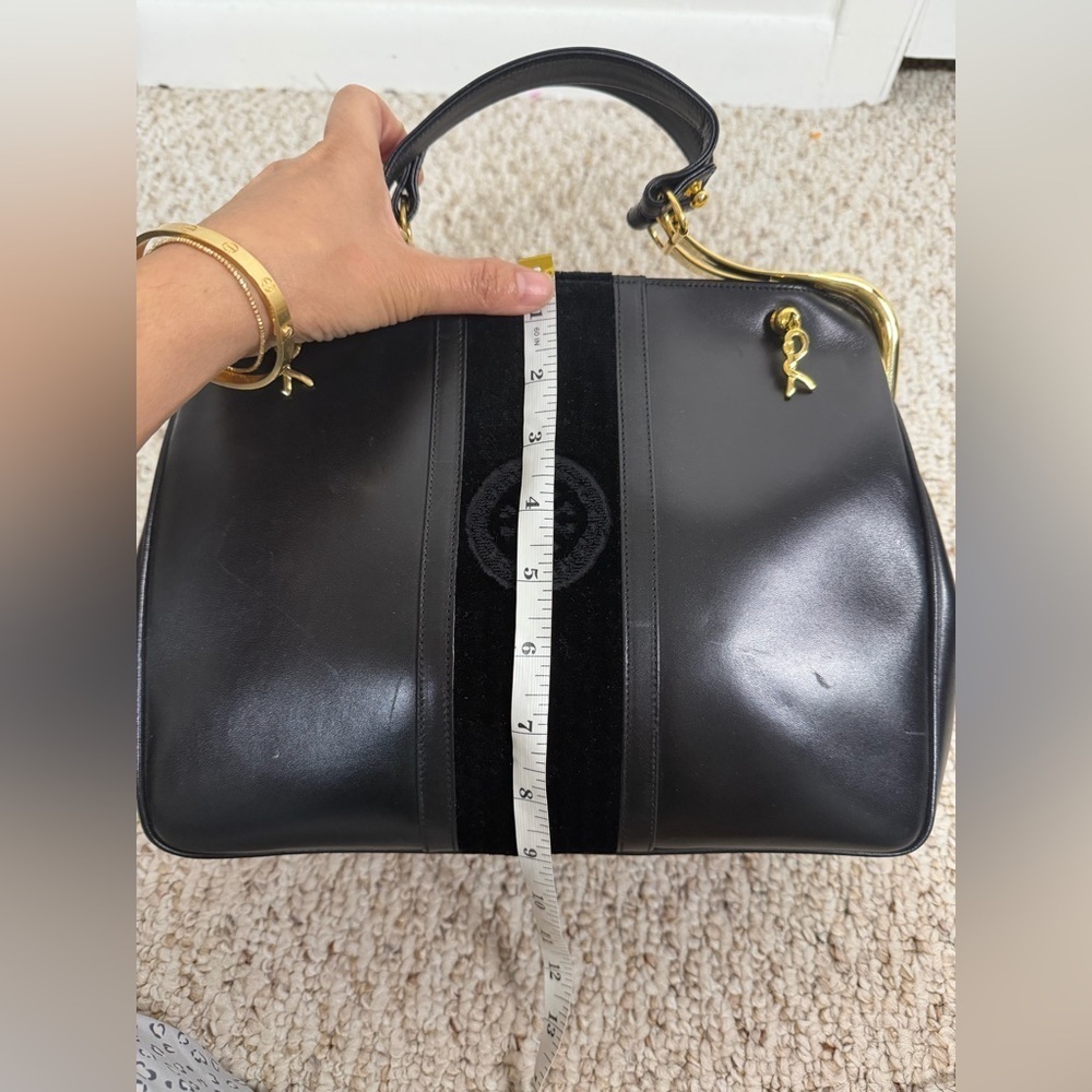 Roberta Di Camerino Black Velvet and leather Gold Satchel Authentic - Picture 9 of 10